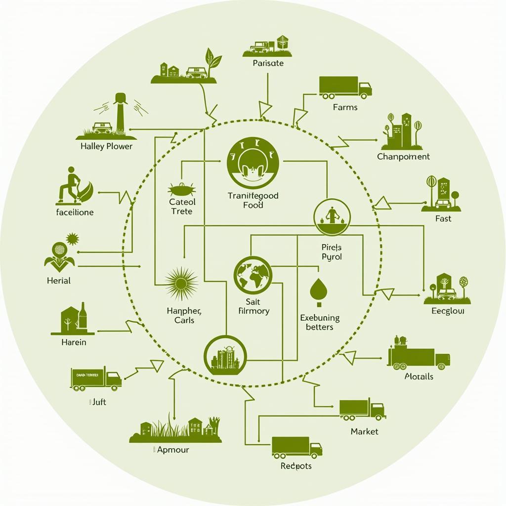 Sơ đồ hệ thống lương thực toàn cầu chịu tác động biến đổi khí hậu trong IELTS Reading