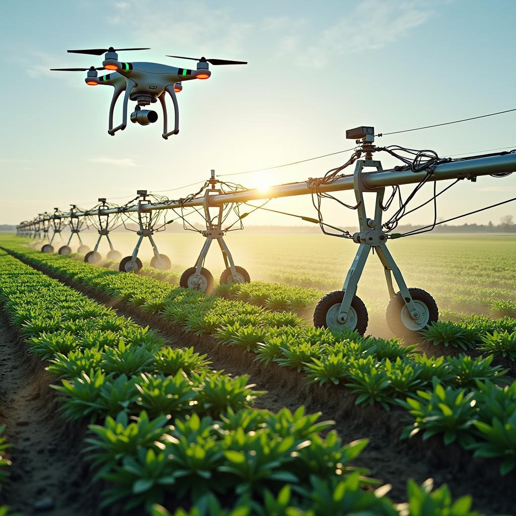 Hệ thống tưới tiêu thông minh sử dụng cảm biến độ ẩm và công nghệ vệ tinh trong nông nghiệp hiện đại