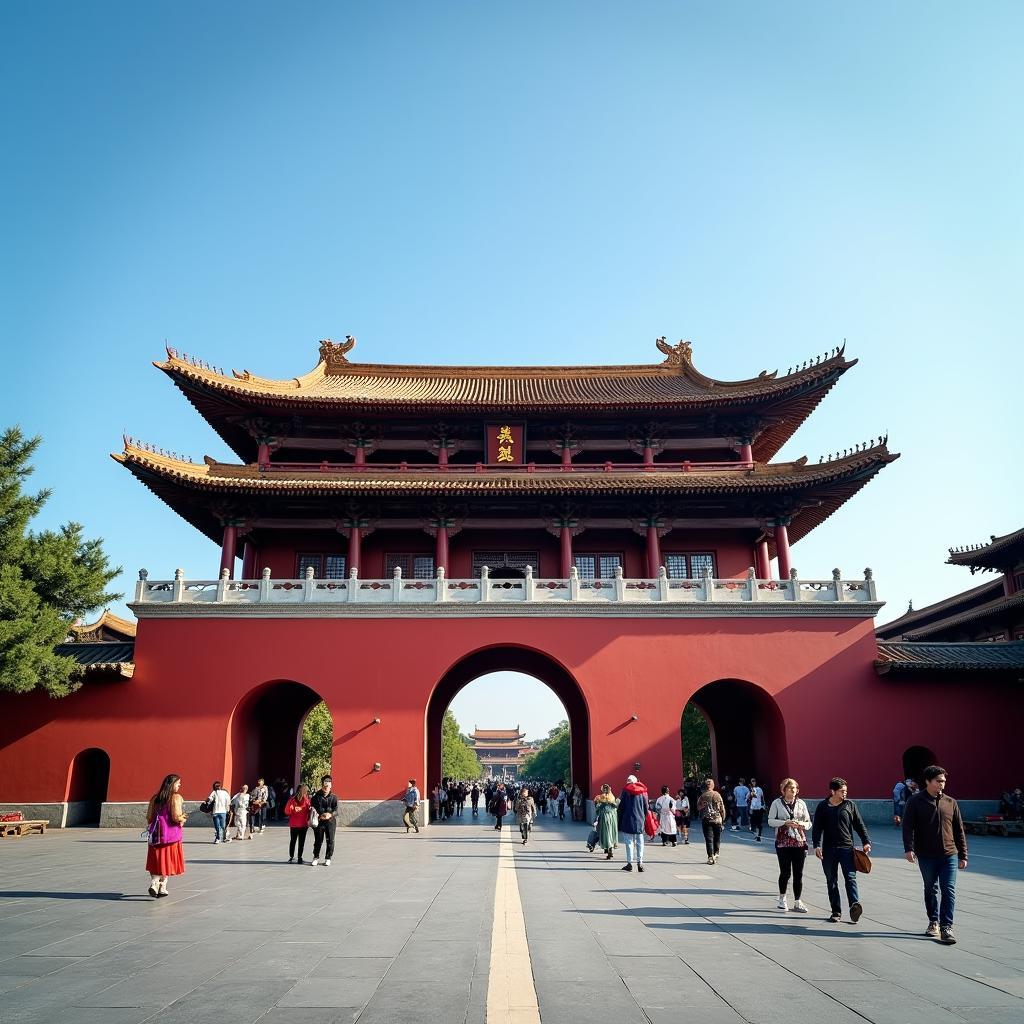 Toàn cảnh Hoàng Thành Thăng Long với kiến trúc cổ kính và du khách tham quan di sản văn hóa thế giới