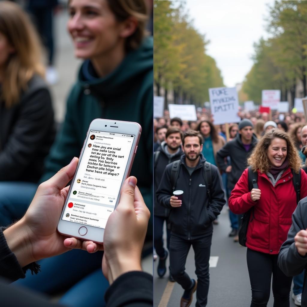 Sự kết hợp giữa hoạt động mạng xã hội và biểu tình đường phố trong phong trào xã hội hiện đại