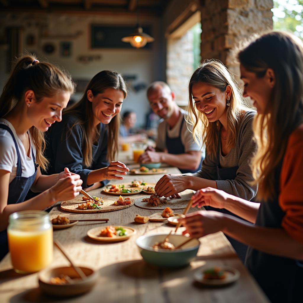 Hình ảnh du khách tương tác và học hỏi văn hóa địa phương trong chuyến du lịch quốc tế