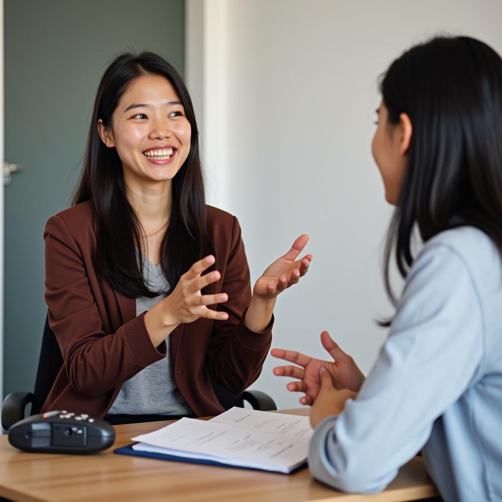 Học viên đang trả lời câu hỏi về kỹ năng mới học trong bài thi IELTS Speaking Part 1