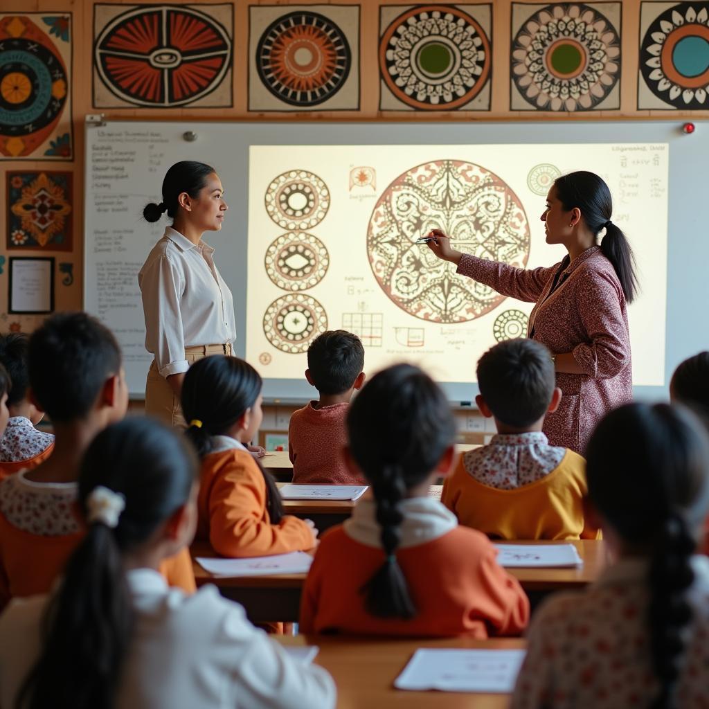 Học sinh bản địa học toán thông qua nghệ thuật hình học truyền thống trong lớp học văn hóa