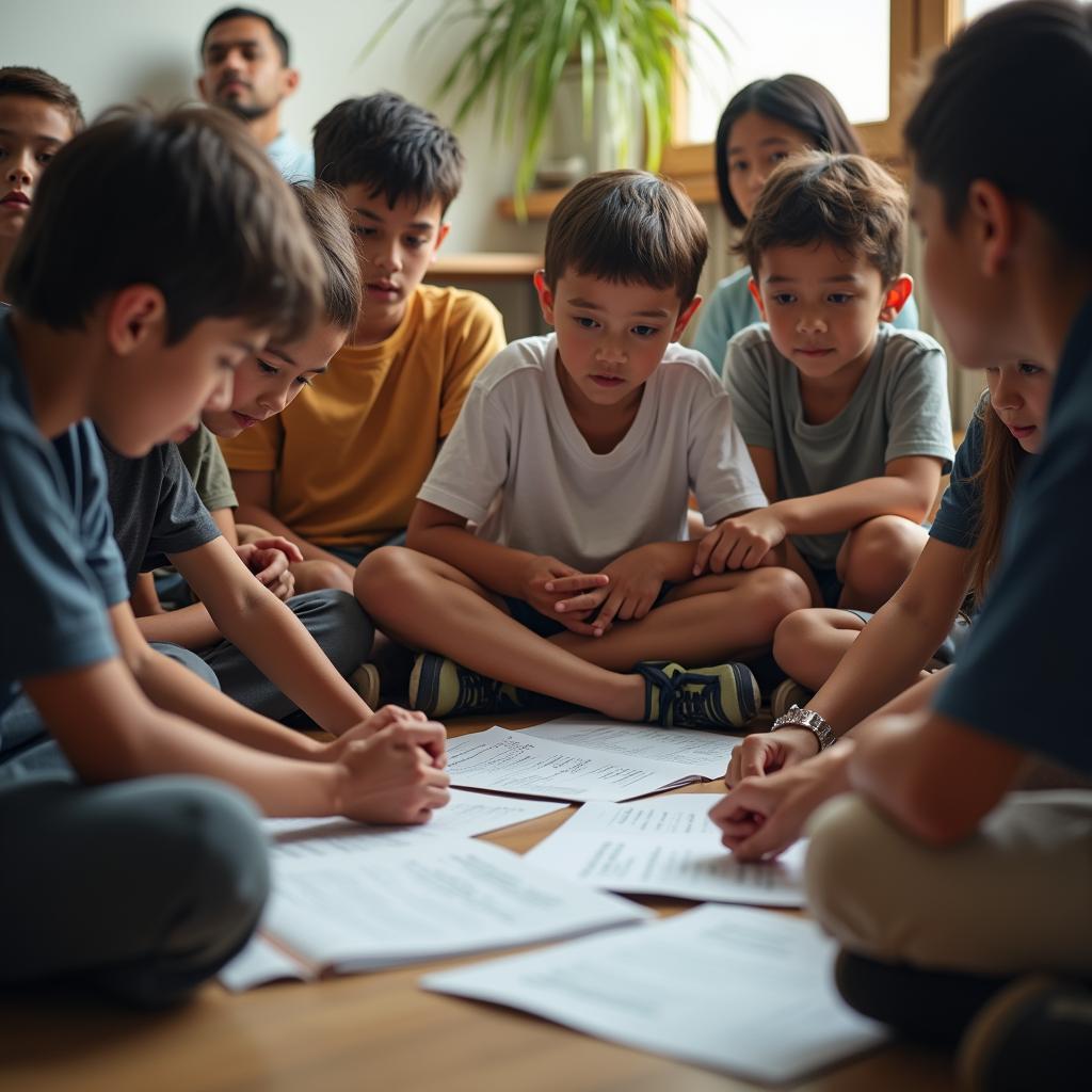 Học sinh đa văn hóa tương tác trong hoạt động nhóm tại buổi assembly giáo dục đa dạng