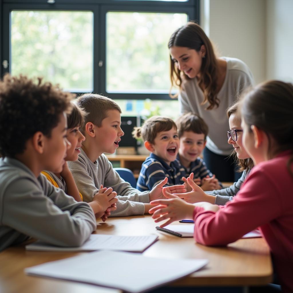 Học sinh tham gia hoạt động đóng vai để phát triển kỹ năng đồng cảm trong lớp học IELTS Reading