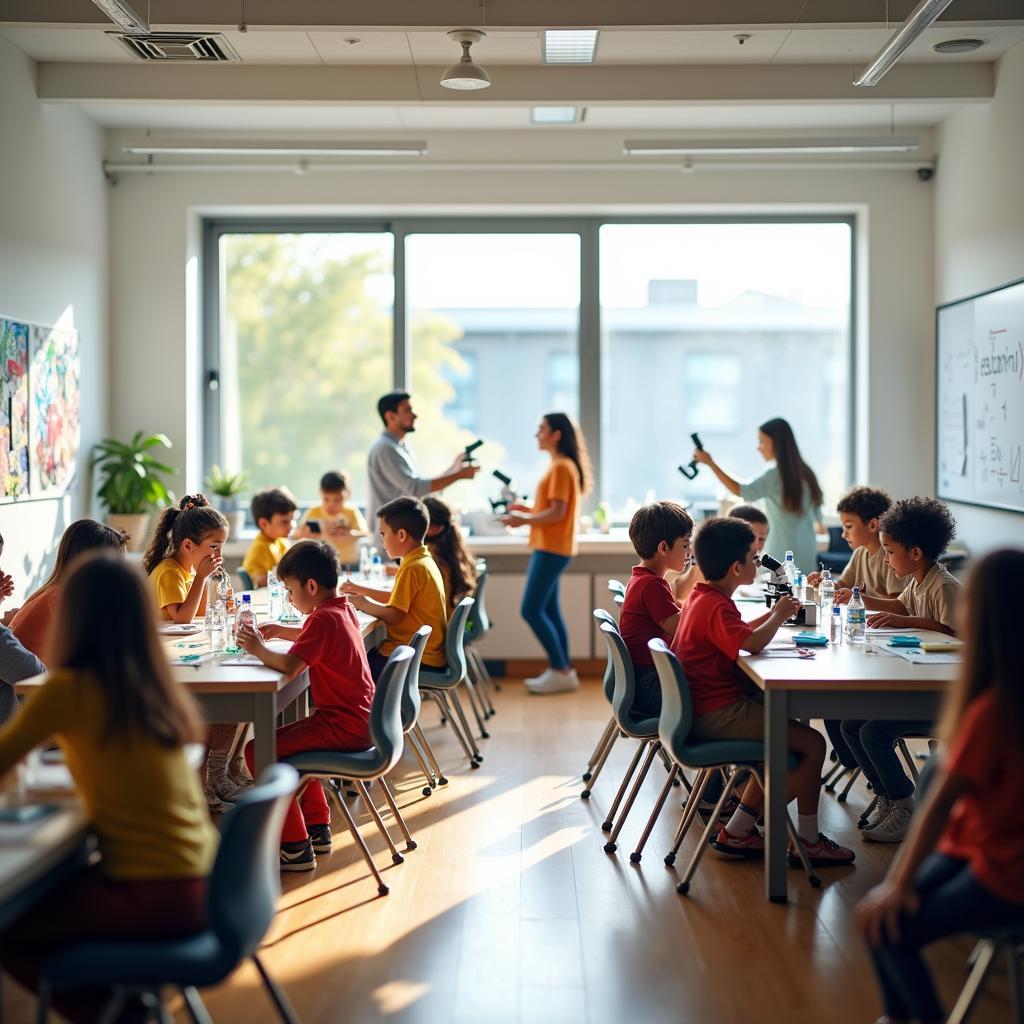 Học sinh tham gia học tập cân bằng giữa nghệ thuật và khoa học tại trường học