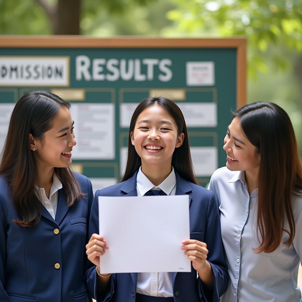 Học sinh Việt Nam vui mừng sau khi biết kết quả thi đại học thành công cùng gia đình