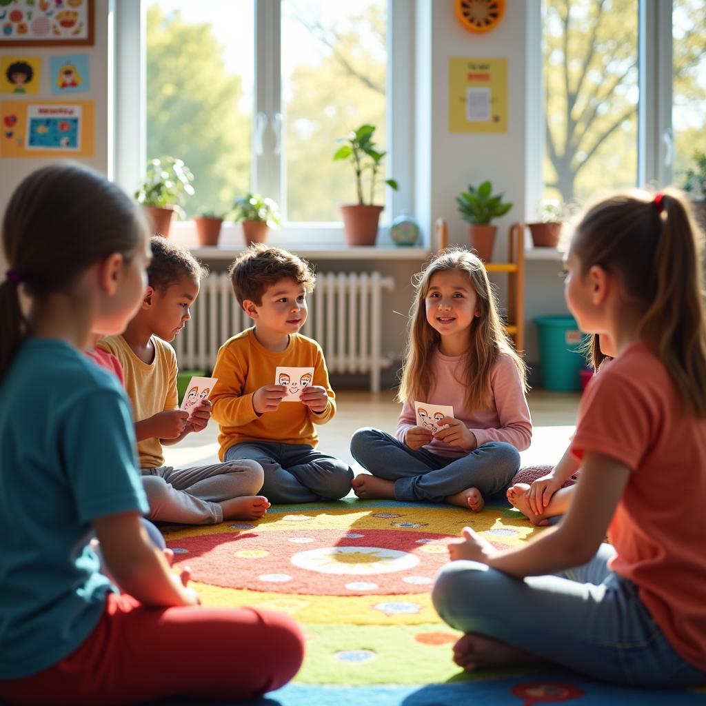 Học sinh tiểu học tham gia hoạt động phát triển trí tuệ cảm xúc trong lớp học hiện đại