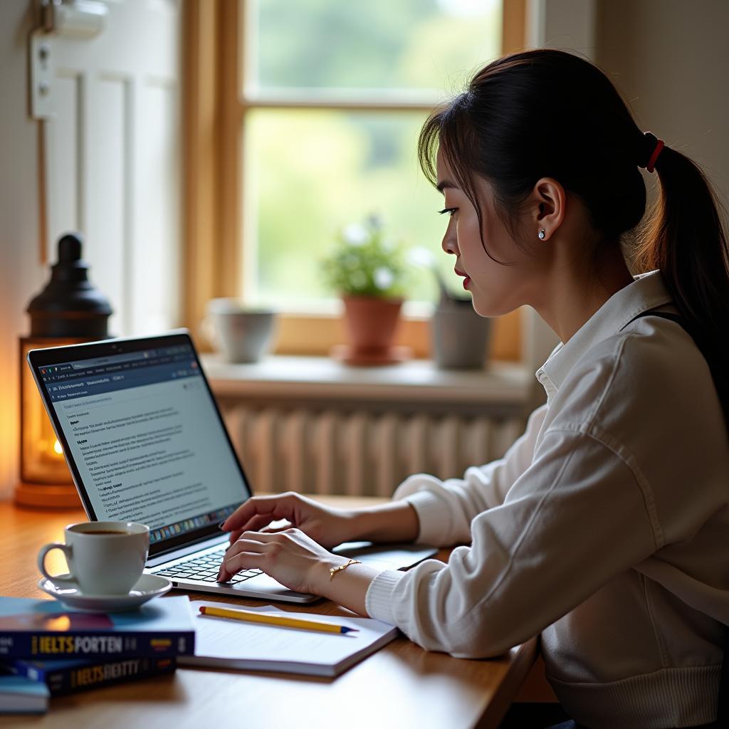 Học sinh đang viết bài luận IELTS Writing Task 2 về tầm quan trọng của lịch sử đạt band điểm cao