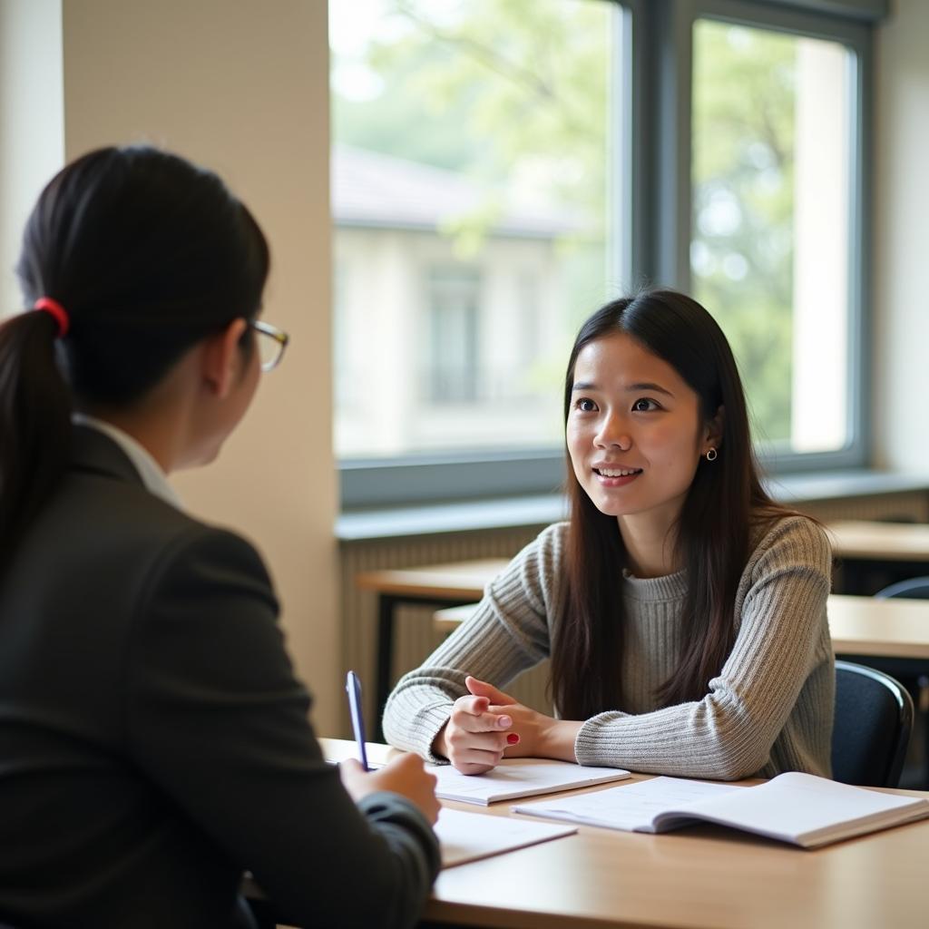 Học viên Việt Nam luyện tập IELTS Speaking về chủ đề nhân vật lịch sử nổi tiếng với giáo viên