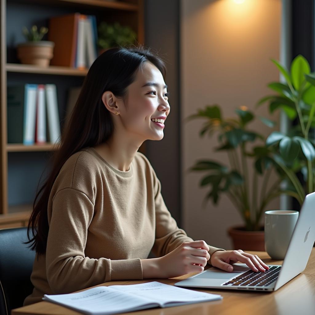 Học viên Việt Nam tự tin luyện tập IELTS Speaking chủ đề miêu tả người có kiến thức uyên bác