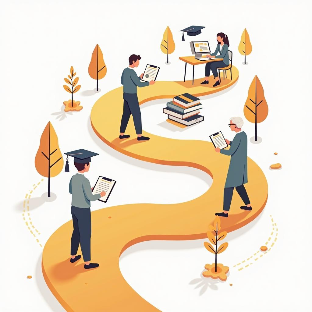 Hình ảnh minh họa khái niệm học tập suốt đời và vai trò quan trọng của nó trong phát triển sự nghiệp và cuộc sống cá nhân