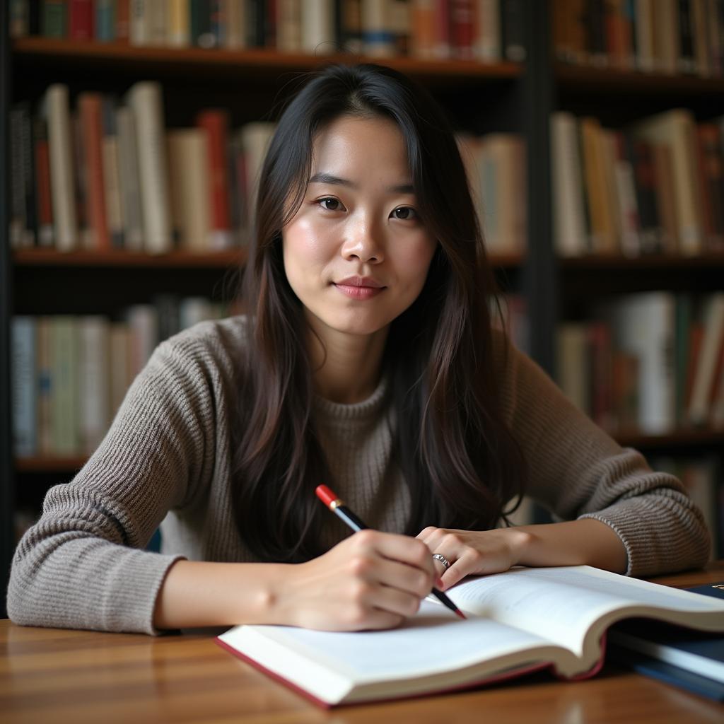 Học viên IELTS luyện tập trả lời câu hỏi Speaking về nhà văn nổi tiếng yêu thích