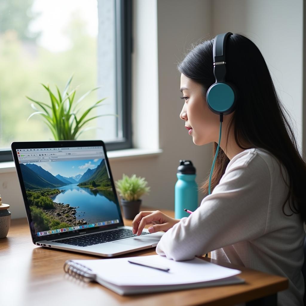 Học viên IELTS đang luyện tập trả lời câu hỏi Speaking về tài nguyên nước với giáo viên