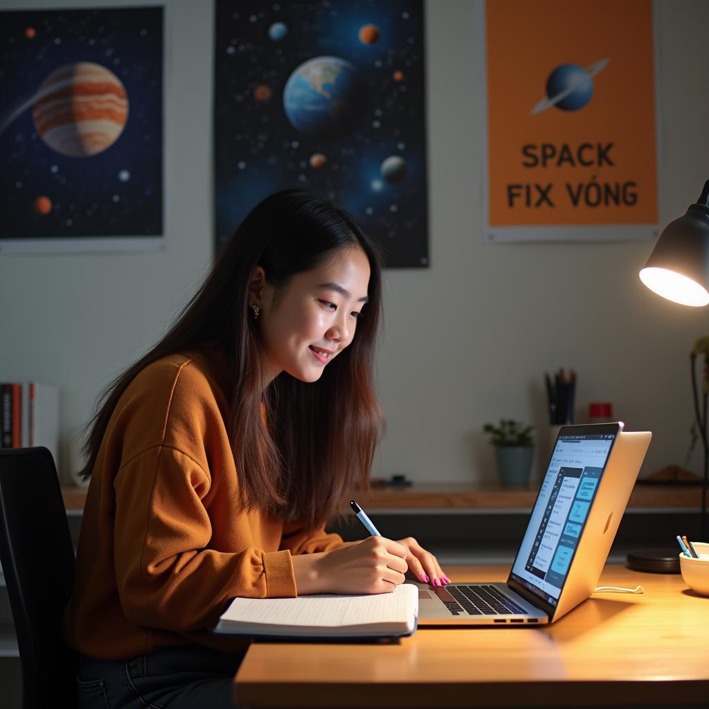 Học viên IELTS nghiên cứu chủ đề khám phá vũ trụ cho Writing Task 2