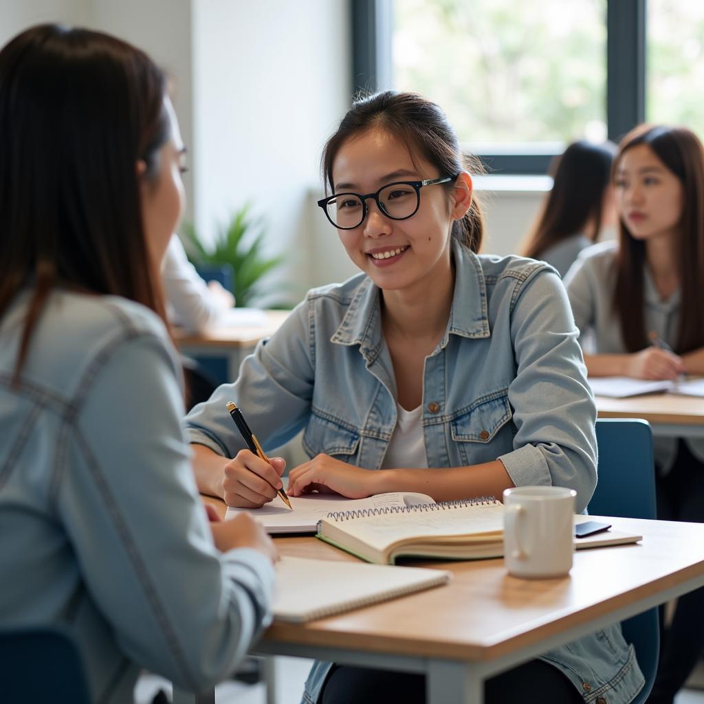 Học viên IELTS Speaking luyện tập chủ đề dạy học với giáo viên