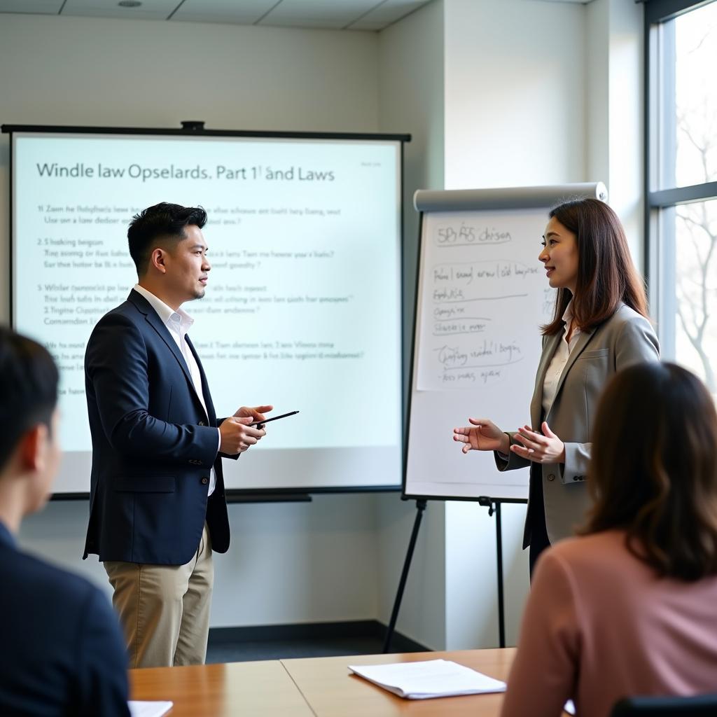 Học viên IELTS Speaking luyện tập chủ đề luật pháp trong lớp học với giáo viên hướng dẫn chi tiết