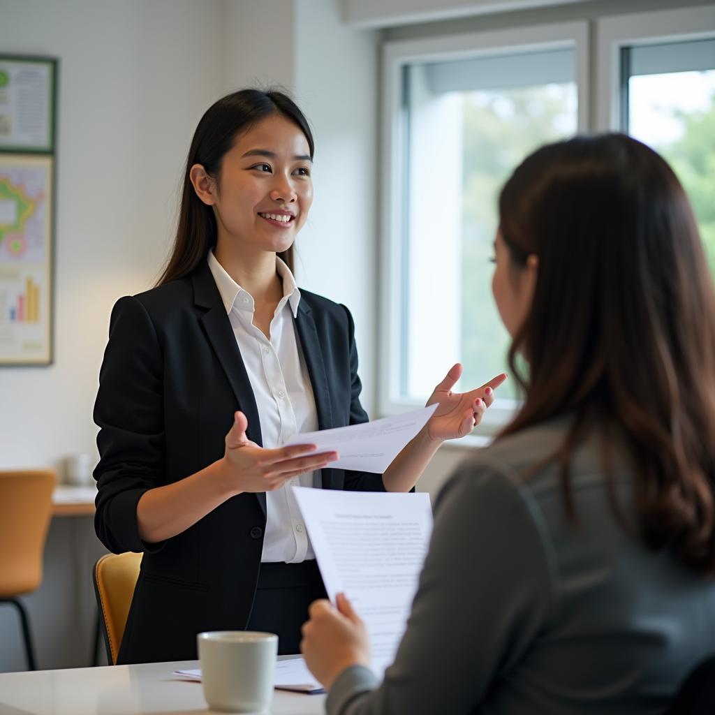 Học viên tự tin trình bày bài nói IELTS Speaking Part 2 về chủ đề sai lầm