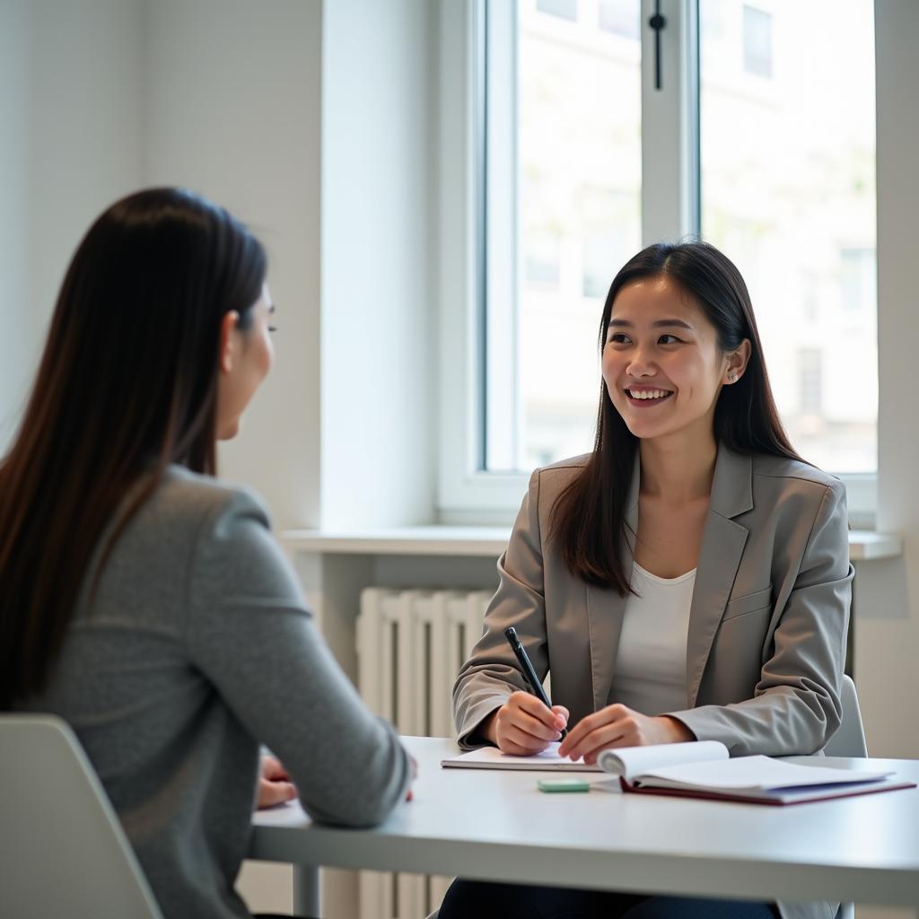 Học viên đang luyện tập IELTS Speaking Part 1 với giáo viên về chủ đề cảm xúc ngạc nhiên