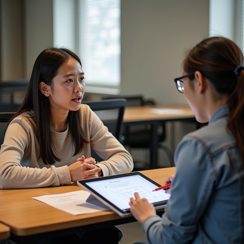 Học viên đang luyện tập IELTS Speaking Part 1 về chủ đề hài hước và tính cách