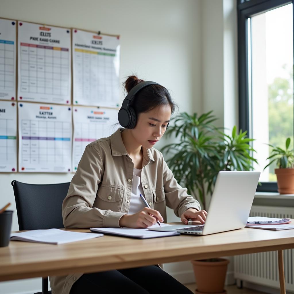 Học viên Việt Nam luyện viết IELTS Writing Task 2 đạt band điểm cao với chủ đề âm nhạc giảm stress