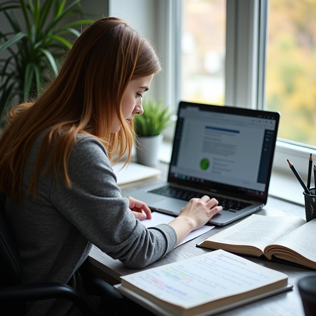 Học viên đang luyện tập IELTS Reading với đề thi về năng lượng tái tạo và an ninh quốc gia