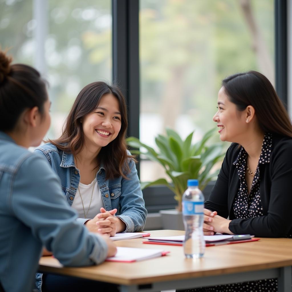 Học viên Việt Nam đang luyện tập IELTS Speaking Part 1 về chủ đề ẩm thực truyền thống với giáo viên