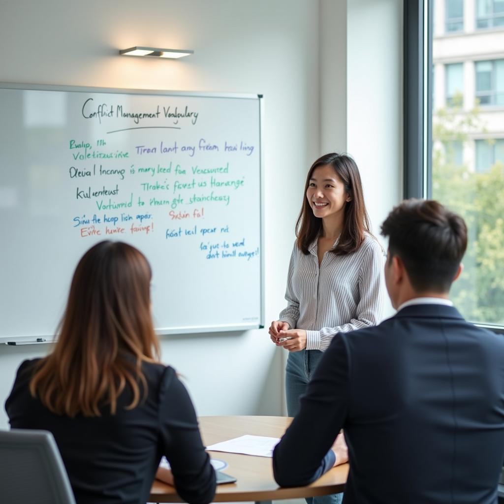 Học viên IELTS Speaking đang luyện tập trả lời câu hỏi về xử lý xung đột với giáo viên trong lớp học