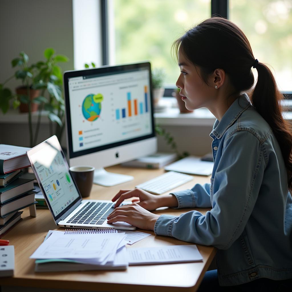 Học viên tập trung luyện thi IELTS Reading với đề thi mẫu về biến đổi khí hậu và năng suất cây trồng