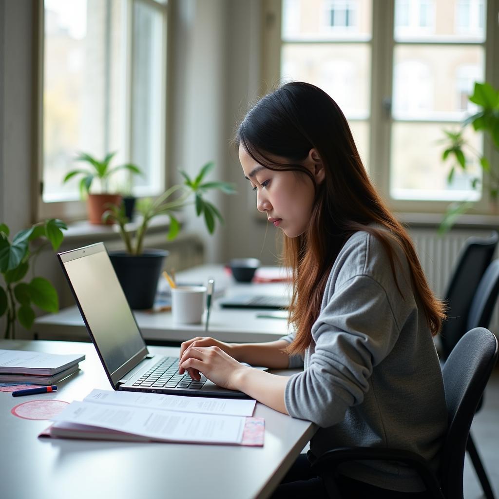 Học viên đang luyện tập IELTS Reading với đề thi về thương mại điện tử