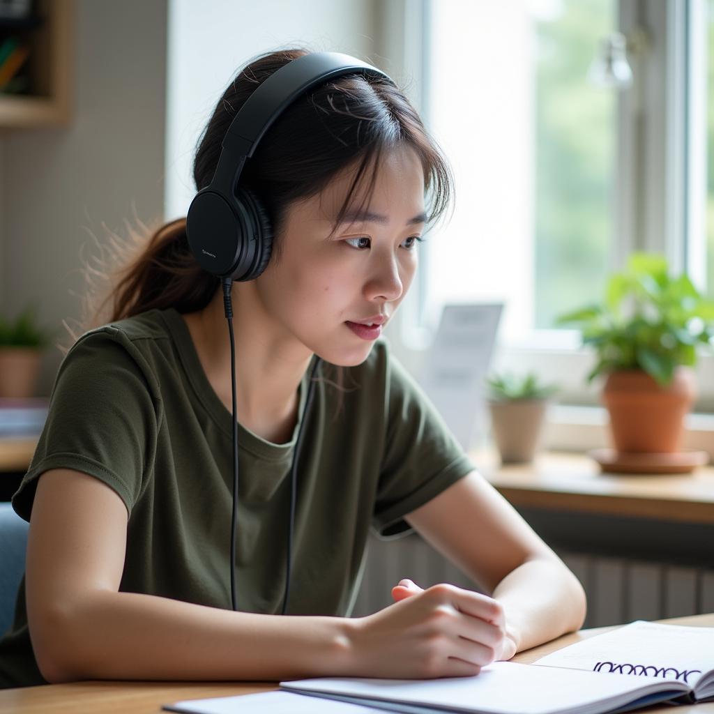 Học viên đang luyện tập trả lời câu hỏi IELTS Speaking Part 1 về giải quyết vấn đề bất ngờ