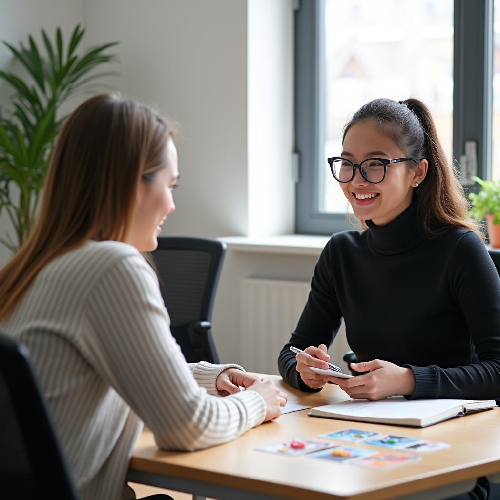 Học viên đang luyện tập IELTS Speaking Part 1 về chủ đề ẩm thực với giáo viên