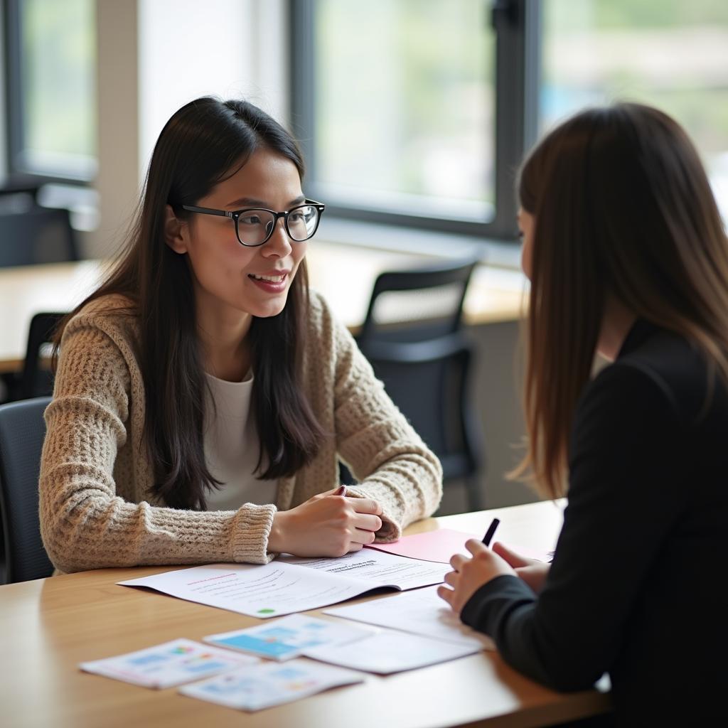 Học viên đang luyện tập IELTS Speaking Part 1 về chủ đề bảo tàng với giáo viên