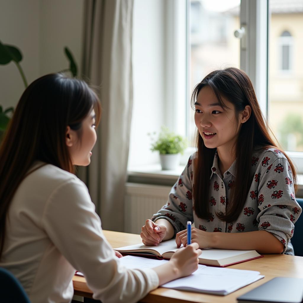 Học viên đang luyện tập IELTS Speaking Part 1 về chủ đề lễ hội văn hóa truyền thống Việt Nam