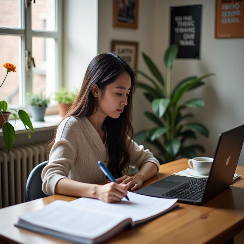 Học viên Việt Nam luyện thi IELTS Writing Task 2 với giáo viên hướng dẫn