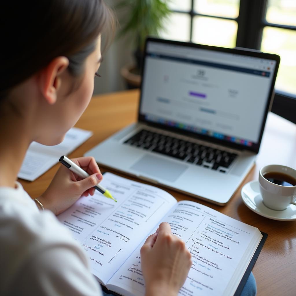 Học viên đang ôn luyện từ vựng IELTS về chủ đề kinh tế số và doanh nghiệp