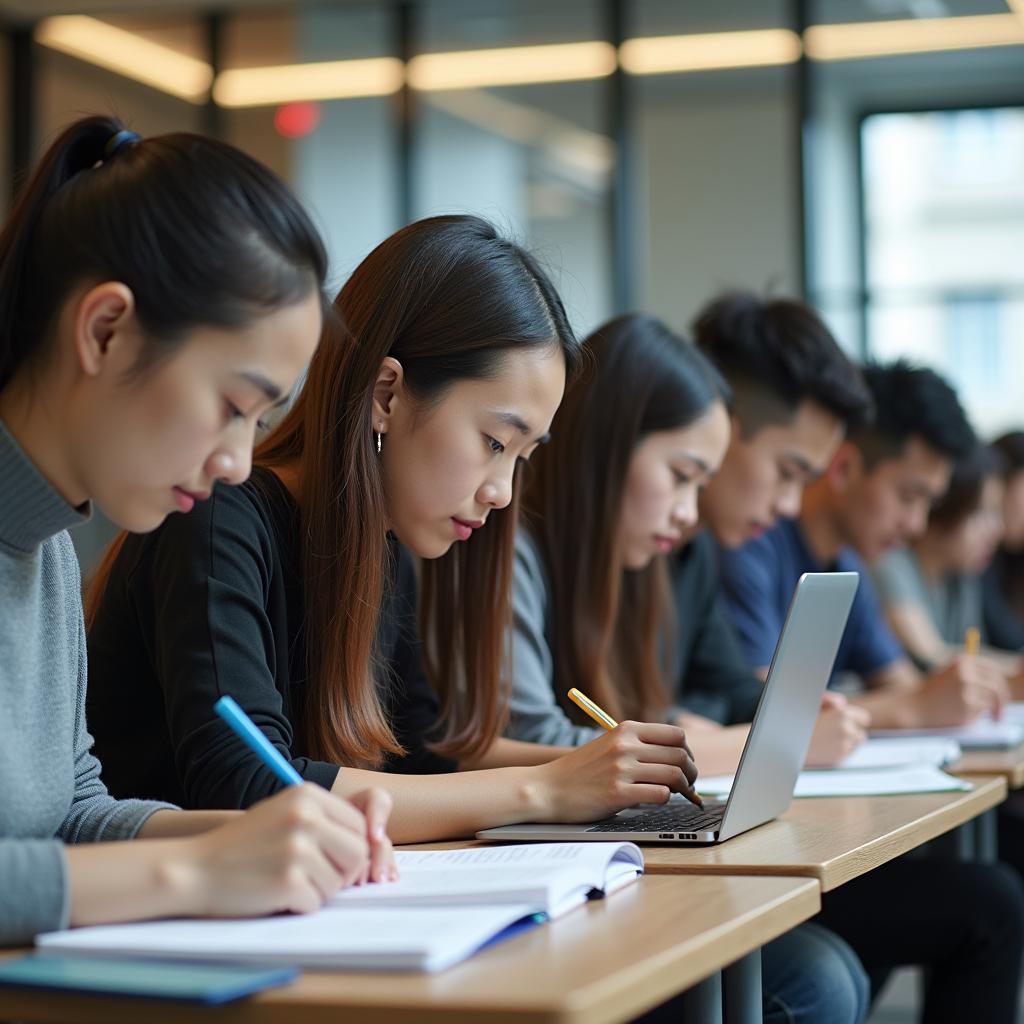 Học viên Việt Nam đang luyện tập IELTS Writing Task 2 về chủ đề quản lý tài chính và nợ nần