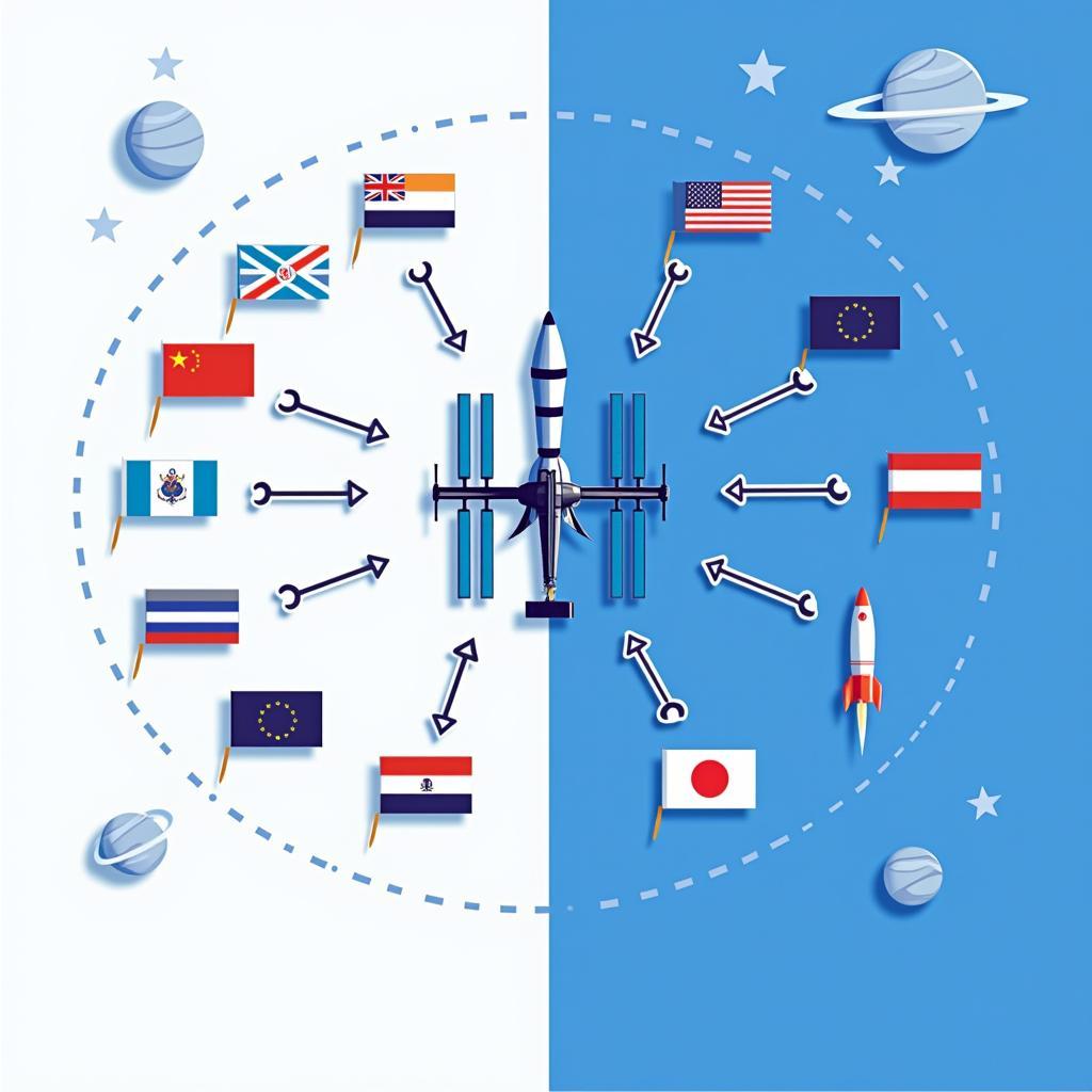 Hình ảnh minh họa về hợp tác quốc tế trong thám hiểm vũ trụ cho đề thi IELTS Writing Task 2