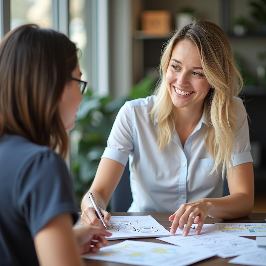 Huấn luyện viên IELTS giàu kinh nghiệm đang hướng dẫn chiến lược làm bài Speaking về chủ đề luật pháp