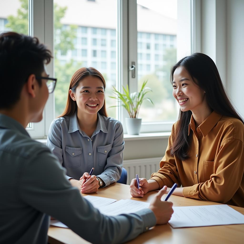 Thí sinh IELTS đang trả lời câu hỏi Part 1 về chủ đề giúp đỡ bạn bè một cách tự tin