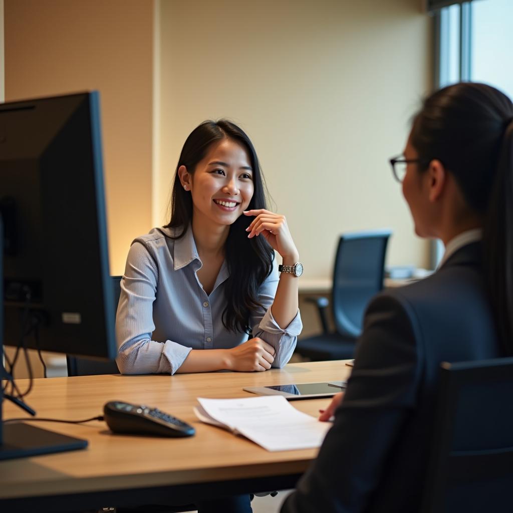 Thí sinh đang trả lời câu hỏi về nghề nghiệp tương lai trong phần thi IELTS Speaking Part 1