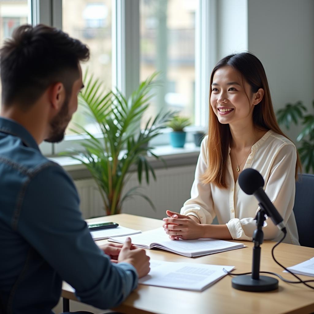 Giám khảo IELTS phỏng vấn thí sinh về chủ đề kỳ nghỉ trong phần thi Speaking Part 1