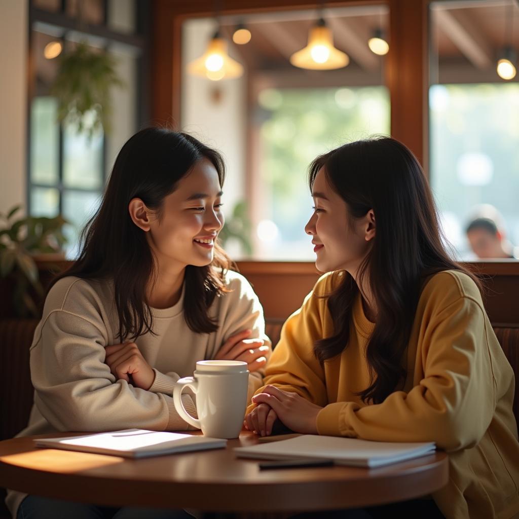 Minh họa sinh động về một người đang giúp bạn bè giải quyết vấn đề trong bài thi IELTS Speaking Part 2