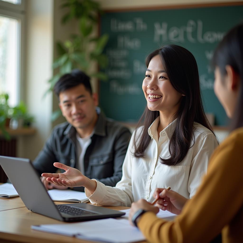 Học viên tự tin trình bày bài mẫu IELTS Speaking Part 2 về quyết định quan trọng