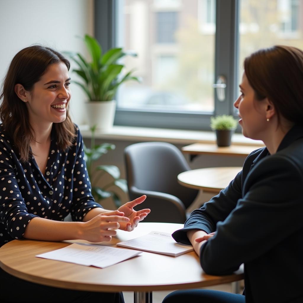 Thí sinh IELTS đang trả lời câu hỏi phân tích sâu trong Speaking Part 3 về giáo dục chuyên môn