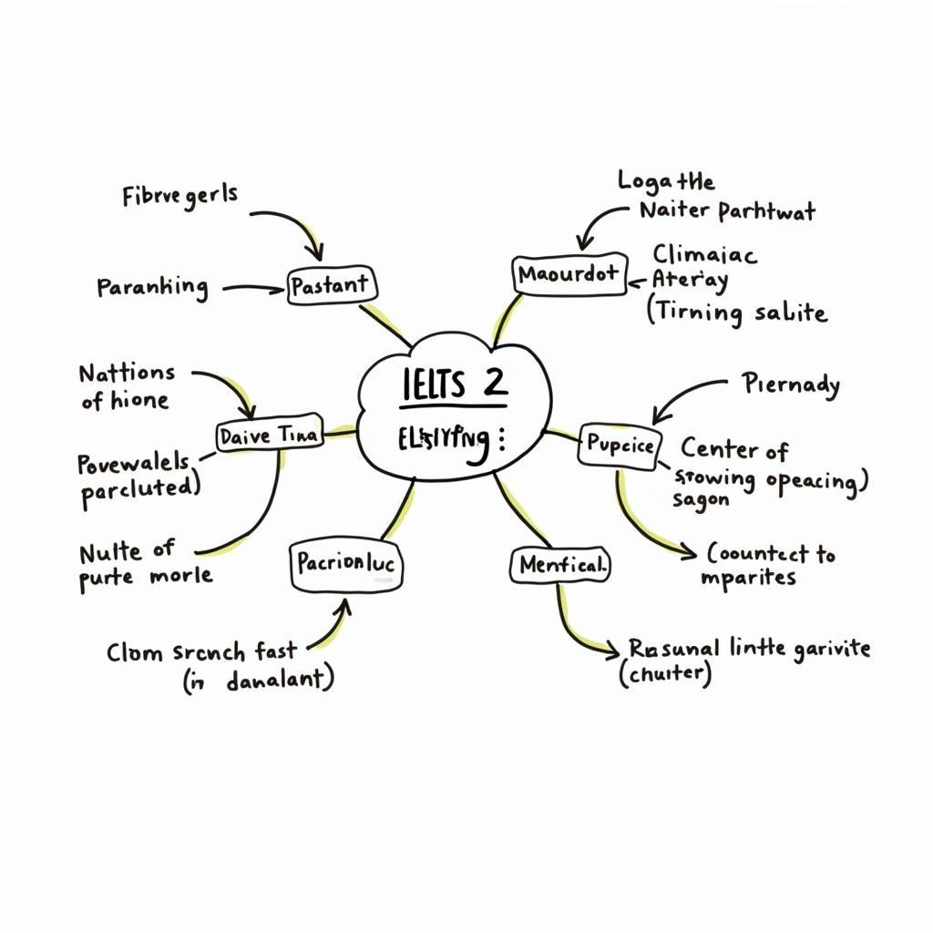 Sơ đồ ý tưởng Task 2 về năng lượng tái tạo, climate change và lập luận band cao