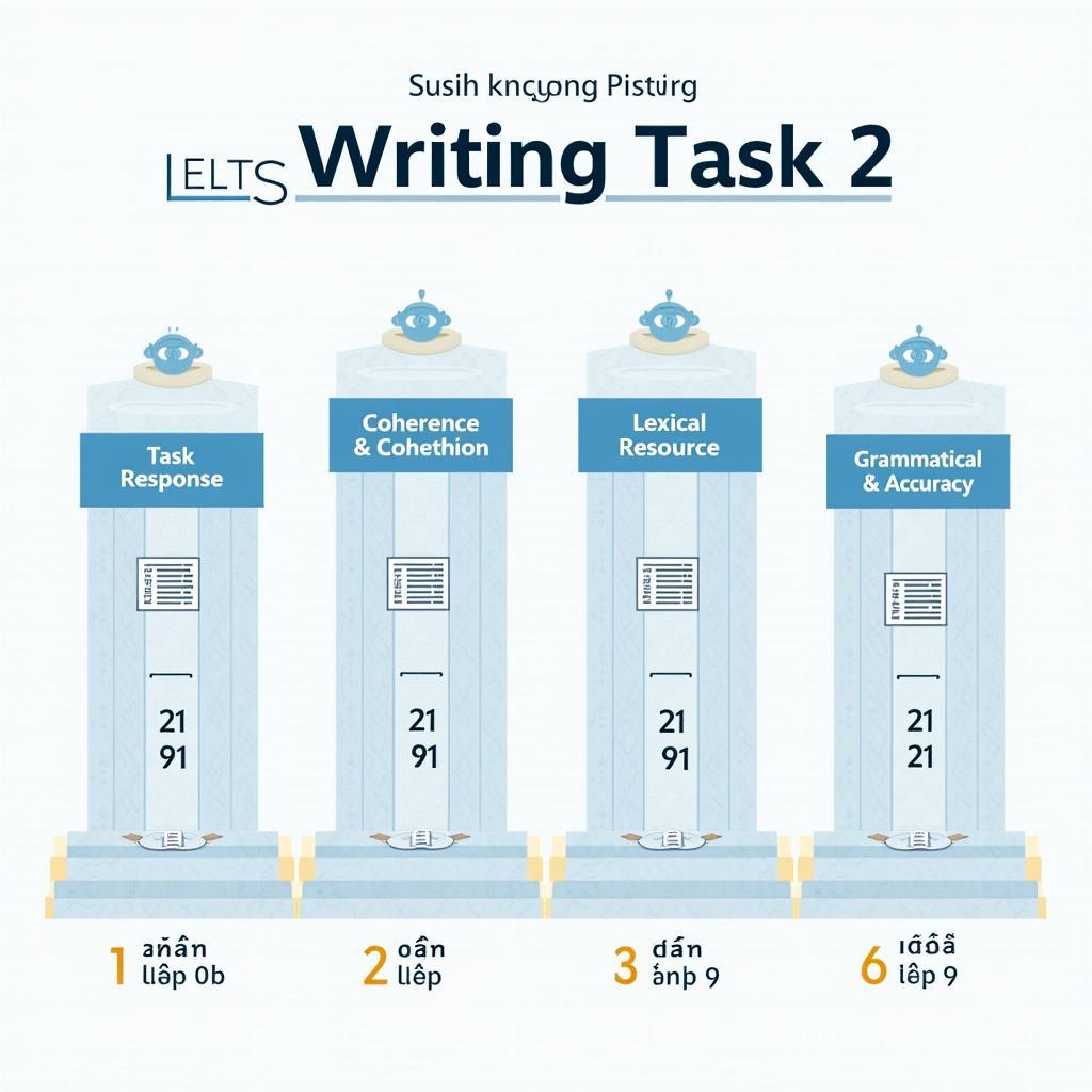 Biểu đồ phân tích các tiêu chí chấm điểm IELTS Writing Task 2 đạt band 8-9