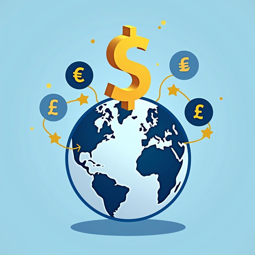 Minh họa khái niệm đồng tiền chung toàn cầu trong IELTS Writing Task 2