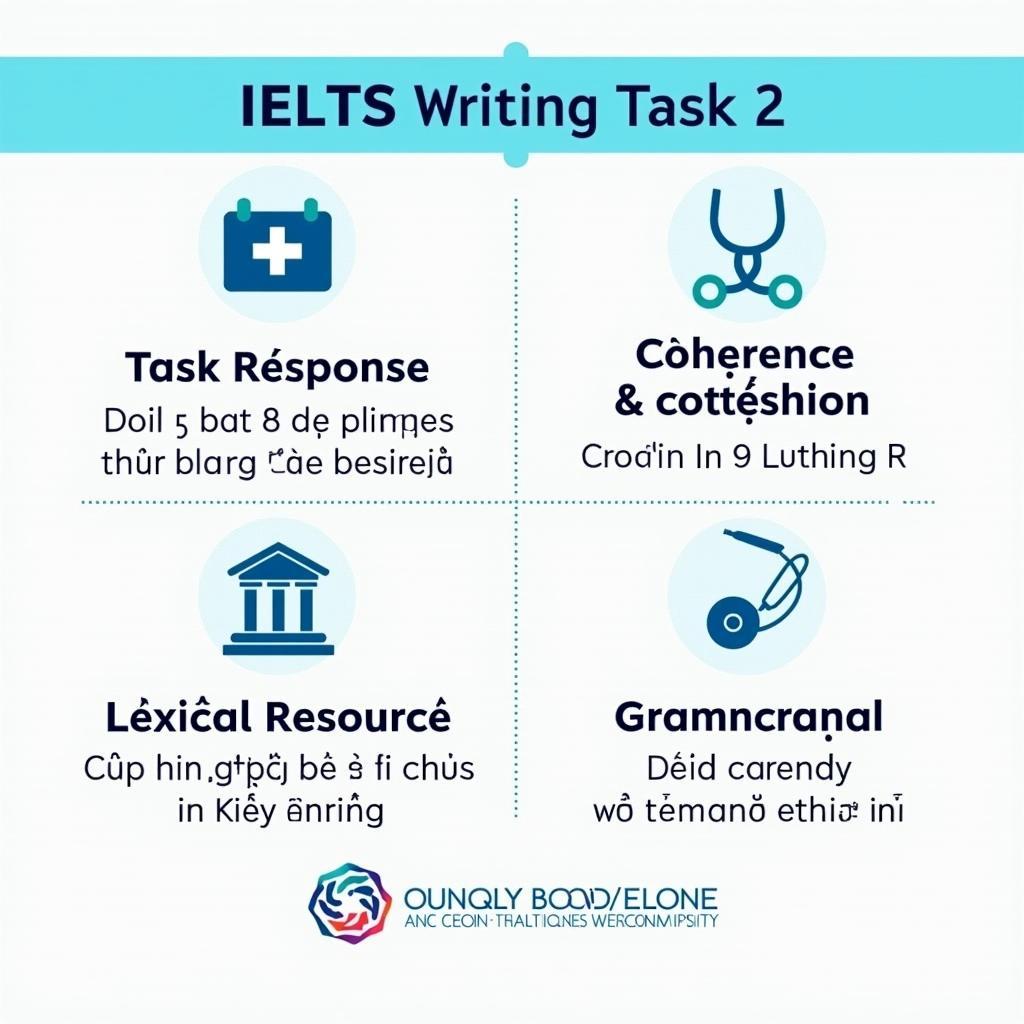 Bảng phân tích band điểm IELTS Writing Task 2 chủ đề healthcare miễn phí với 4 tiêu chí chấm