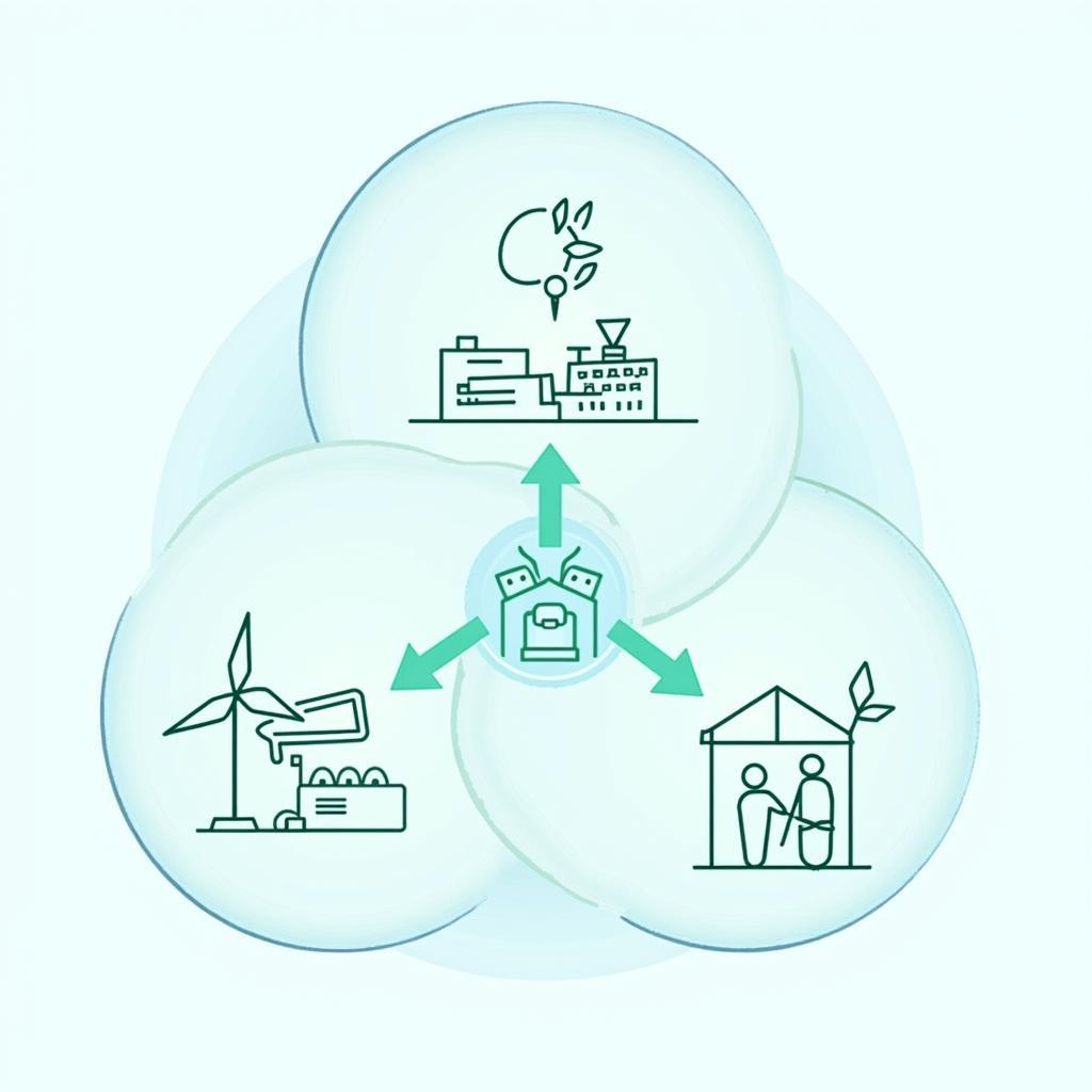 Biểu đồ so sánh các yếu tố của nền kinh tế bền vững trong IELTS Writing Task 2